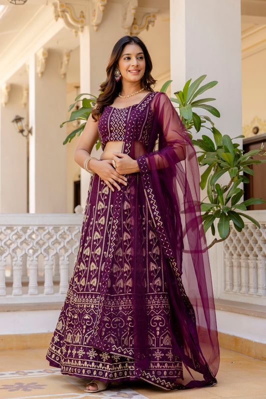 legance Designer Georgette Sequin Embroidered Lehenga Set