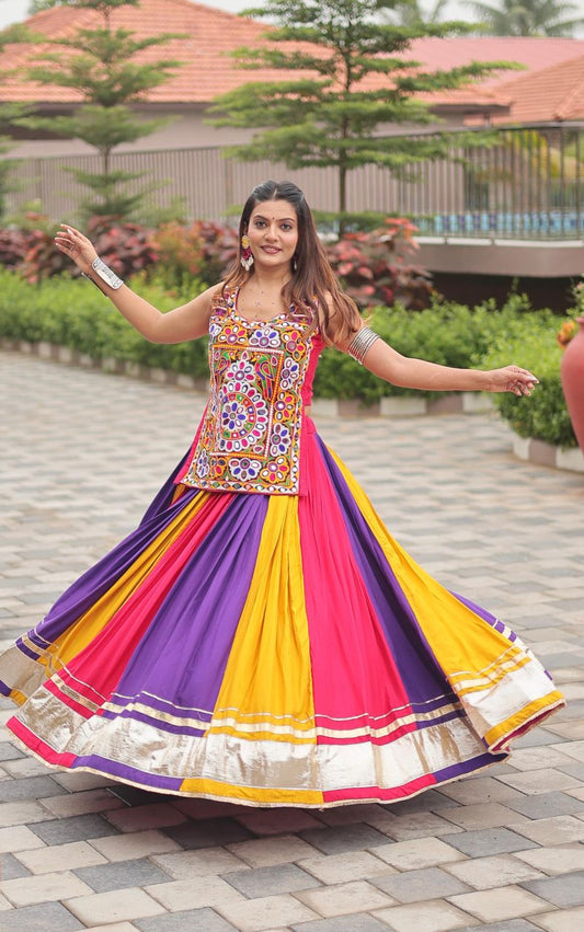 Gorgeous Cotton Mirror Work Lehenga Set