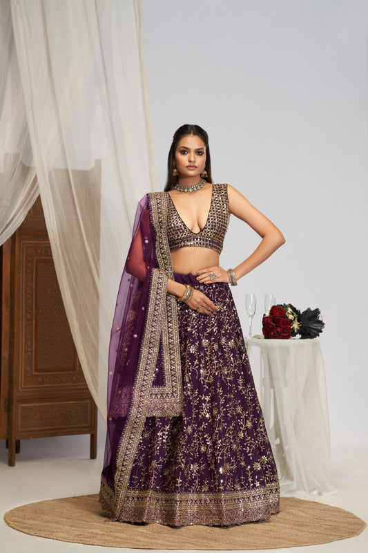 Royal Festive Georgette Embroidered Lehenga Choli Set