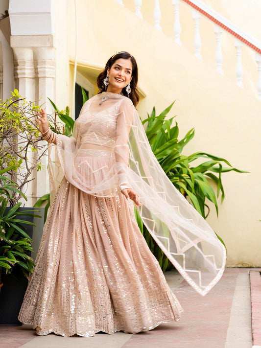 Festive Wear Designer Faux Georgette Zari Sequin Lehenga