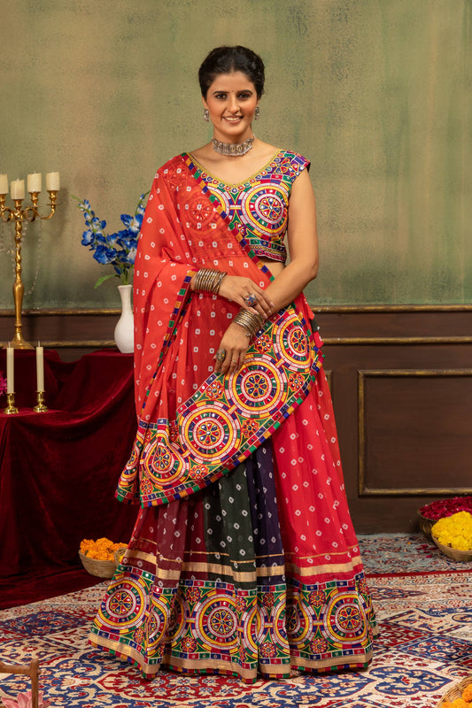 Printed Faux Georgette Navratri Lehenga Set