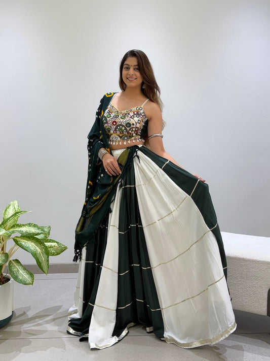 Traditional Rayon Bandhani Lehenga Choli Dupatta Set