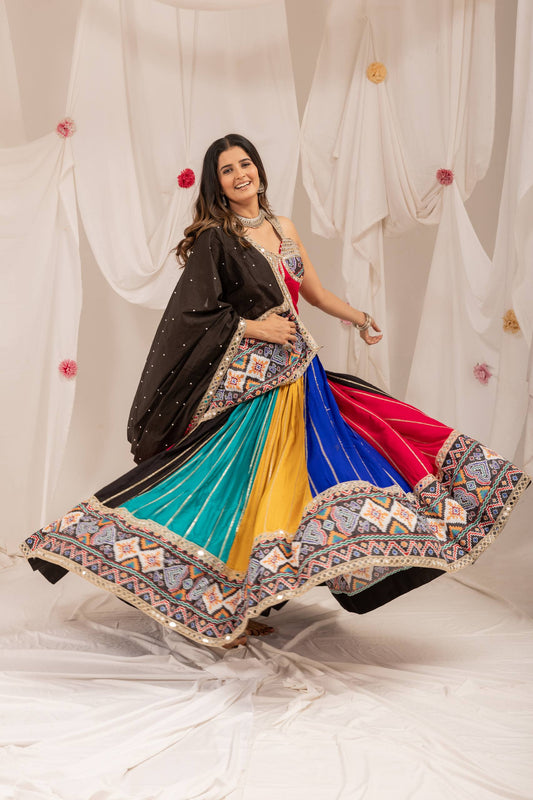 Patola Print Flared Garba Night Lehenga Choli