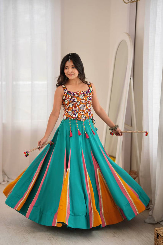 Navratri Modern Ethnic Mirror Work Lehenga