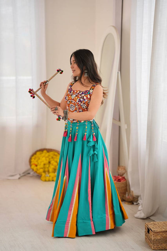 Navratri Modern Ethnic Mirror Work Lehenga