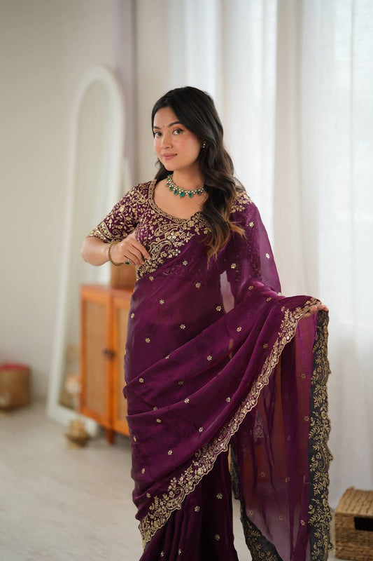 Fendy Silk Sequin-Glow Saree