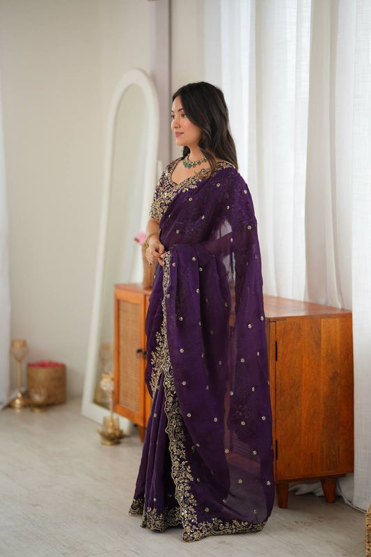 Festive Fendy Silk Embroidery Saree