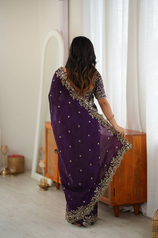 Festive Fendy Silk Embroidery Saree