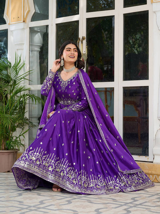 Premium Silk Gown with Dupatta