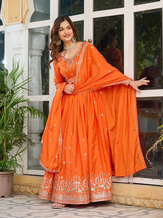 Premium Silk Gown with Dupatta