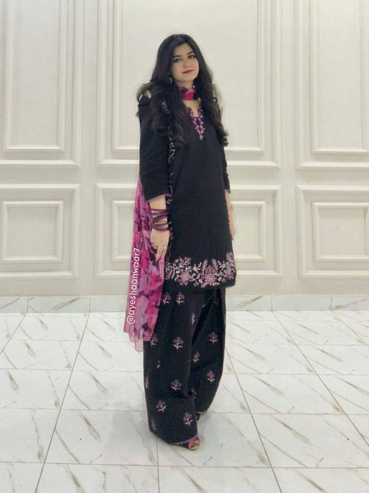 Crepe Kurti Farshi Plazzo Set with Digital Print Dupatta