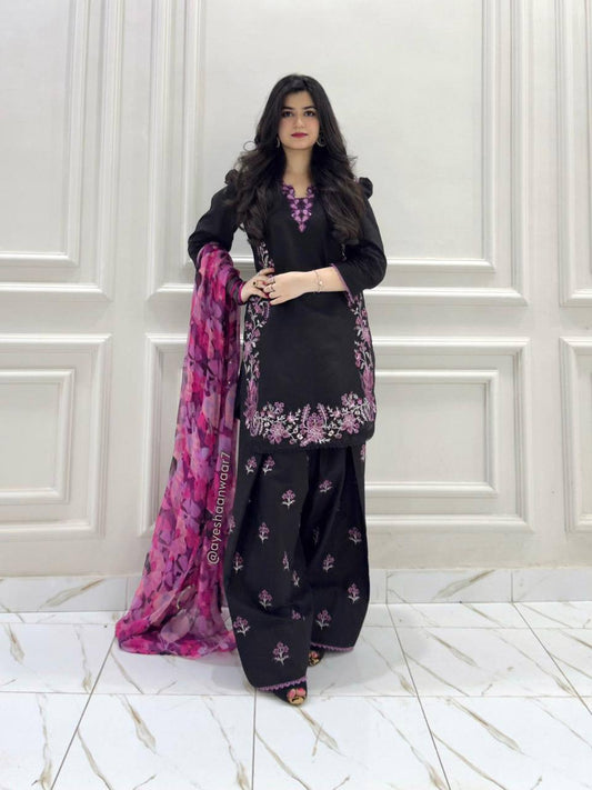 Crepe Kurti Farshi Plazzo Set with Digital Print Dupatta