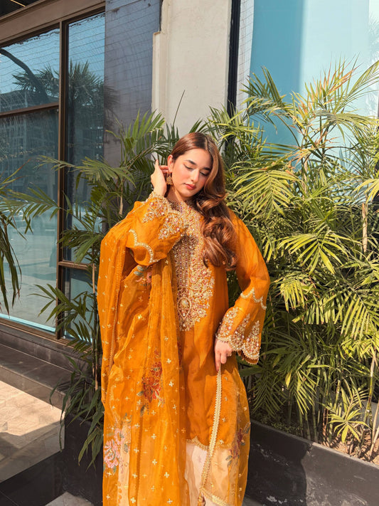 Organza Sequins Kurti with Soft Rayon Plazzo