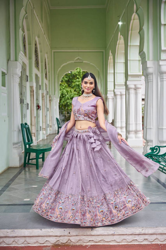 Premium Gold Crush Embroidered Lehenga with Dupatta