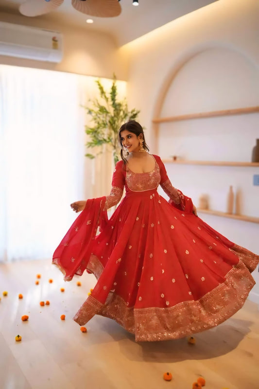 Georgette Thread & Sequence Anarkali Suit
