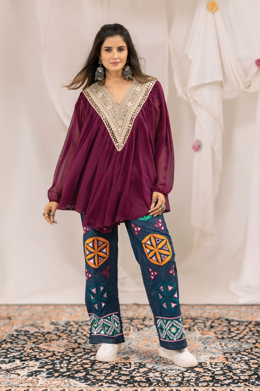 Traditional Kediya Denim Set