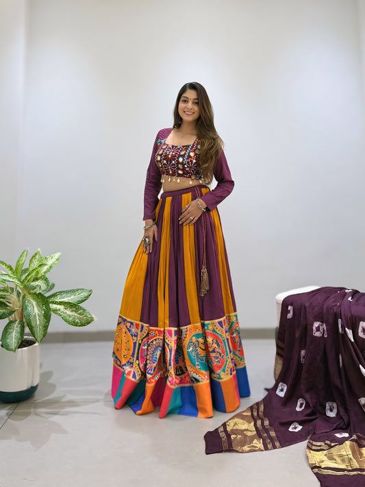 Rayon Mirror & Jarkan Work Navratri Lehenga Set