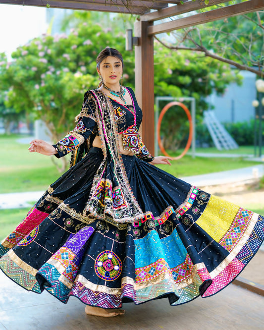 Navratri Royal Mirror Work Garba Lehenga