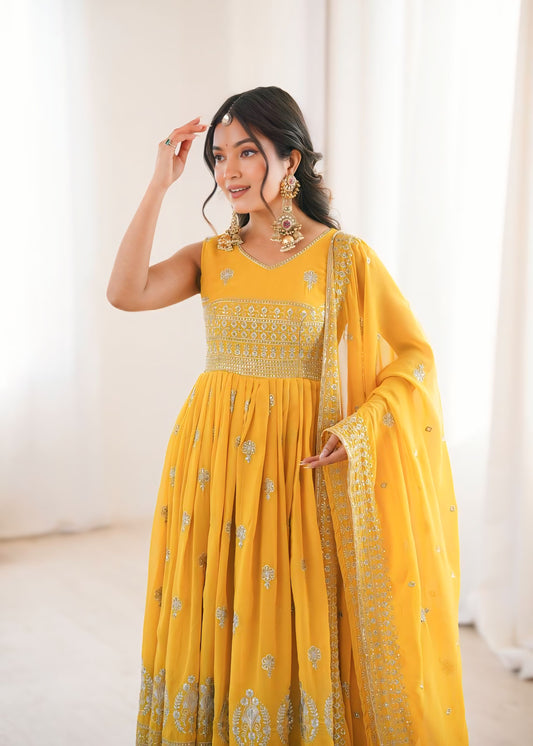Heavy Georgette Padded Anarkali Suit Set