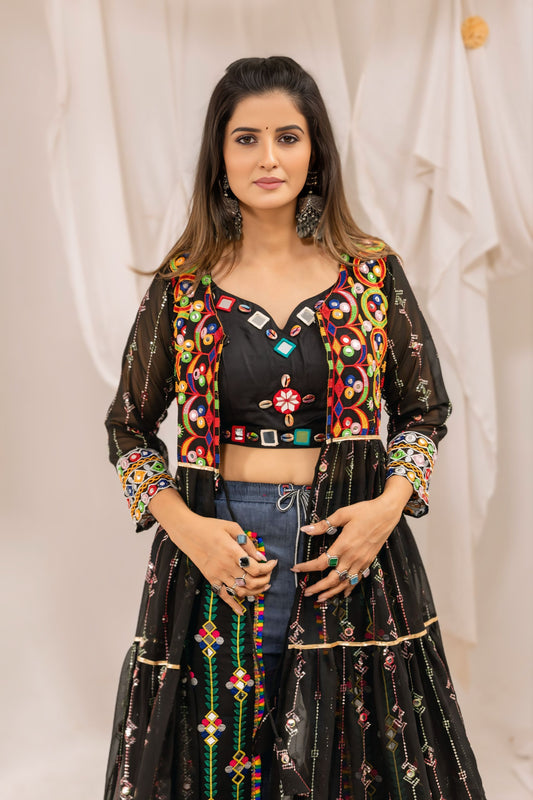Navratri Denim Jeans & Shrug Set for Gen Z Girls