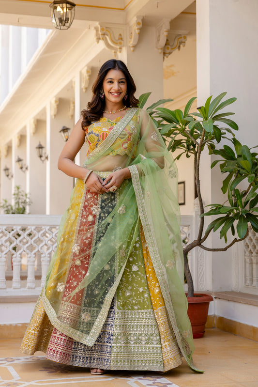 Royal Celebration Georgette 3M Flair Lehenga Choli Set