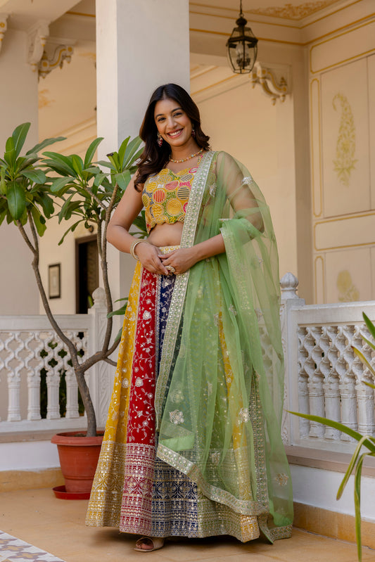 Royal Celebration Georgette 3M Flair Lehenga Choli Set