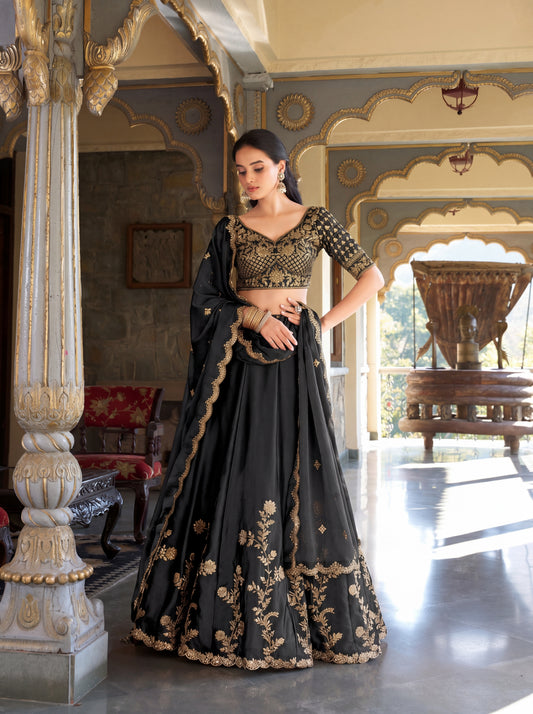 Royal Rangoli Silk Zari Sequin Work Lehenga Set