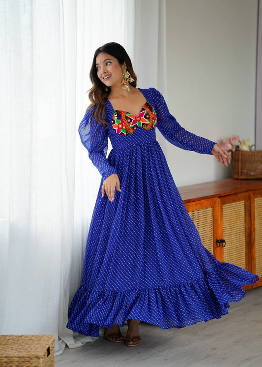 Digital Print Georgette Navratri Festive Gown