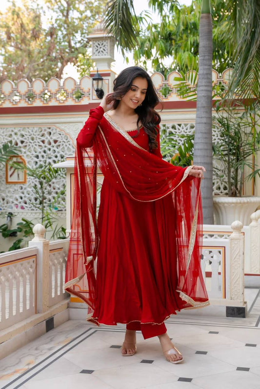 Royal Faux Georgette 7M Flared Anarkali Suit Set