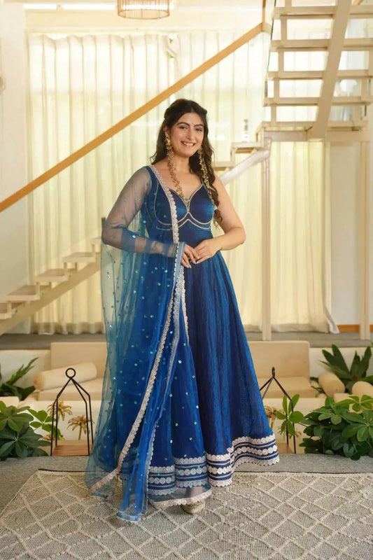 Premium Fendy Silk Padded Gown Pant Dupatta Set