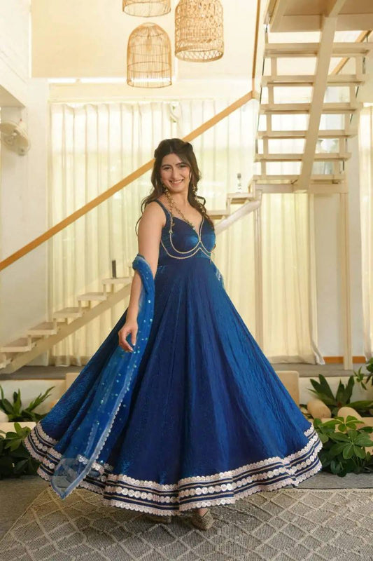Premium Fendy Silk Padded Gown Pant Dupatta Set