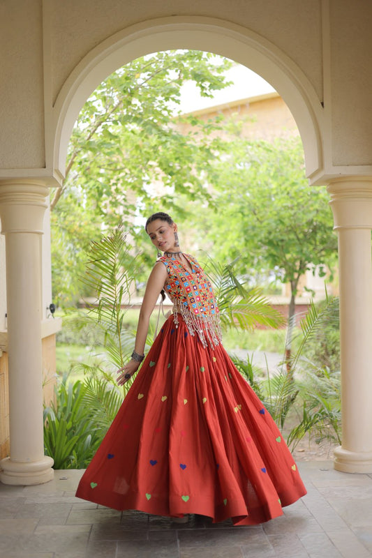 Cora Cotton Heart Embroidery Lehenga Set