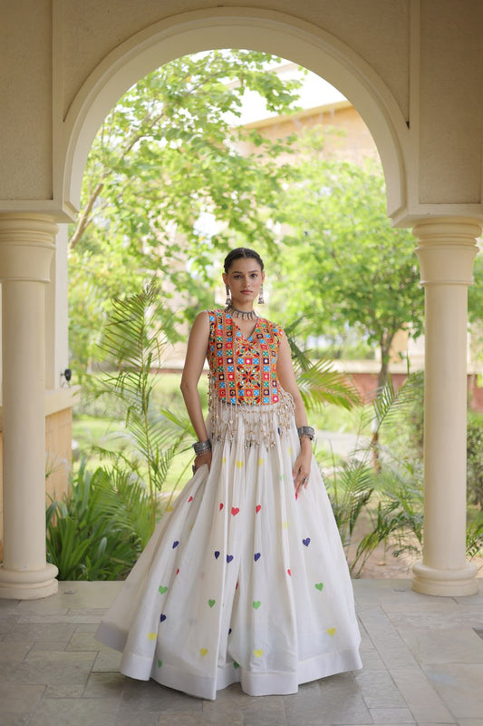 Cora Cotton Heart Embroidery Lehenga Set