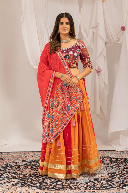 Royal Faux Georgette Mirror Work Lehenga Set