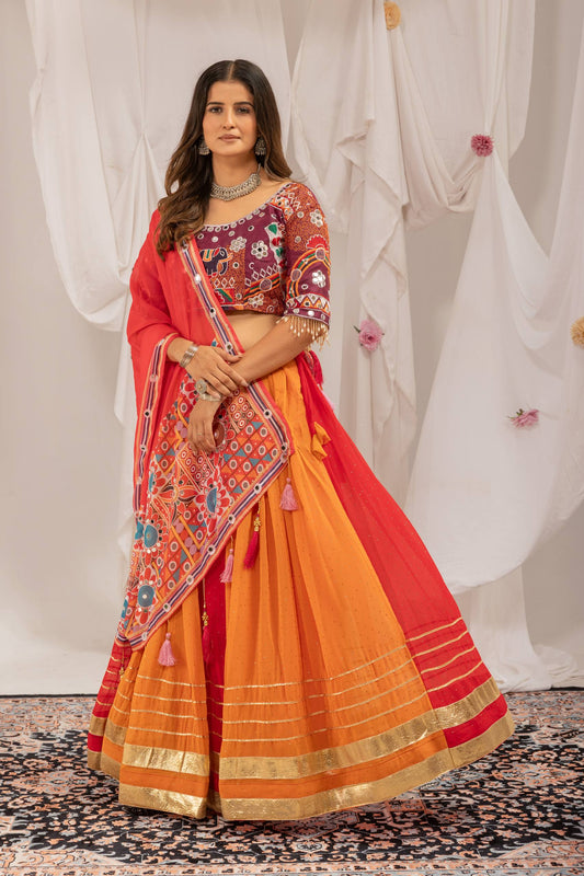 Royal Faux Georgette Mirror Work Lehenga Set