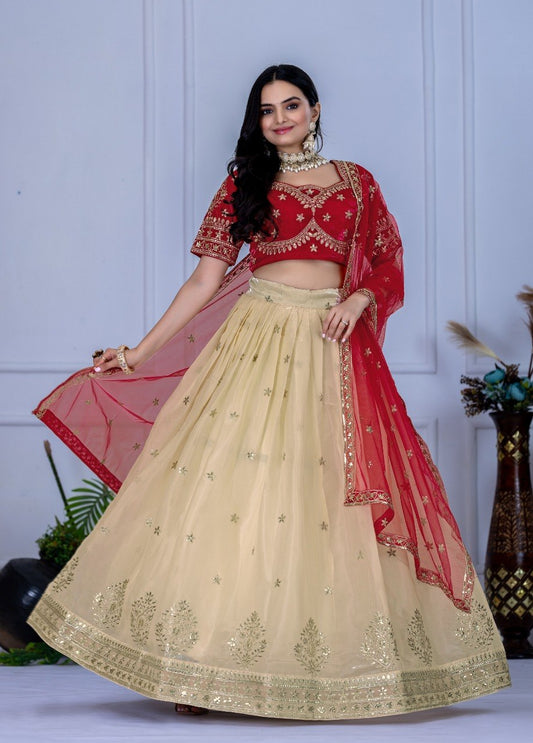 Off White Jimmy Choo Embroidered Lehenga Set