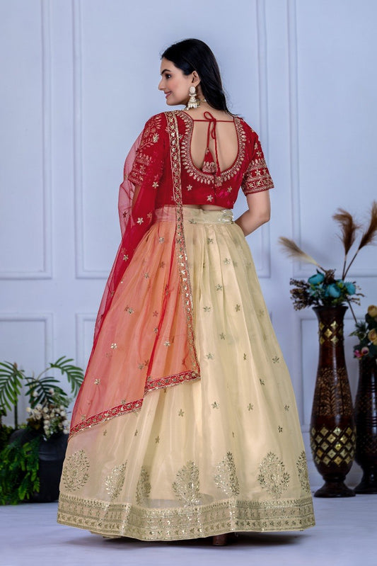 Off White Jimmy Choo Embroidered Lehenga Set