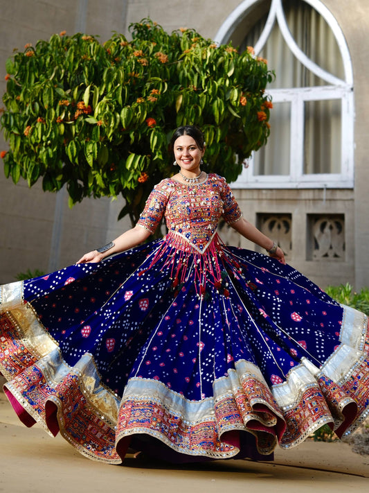 Navratri Ghoomar Glow Mirror Work Lehenga Choli