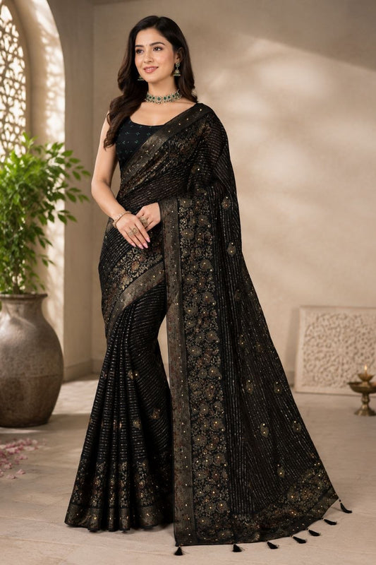 Premium Black Georgette Designer Saree