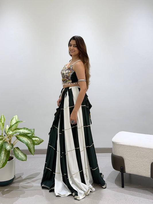 Traditional Rayon Bandhani Lehenga Choli Dupatta Set