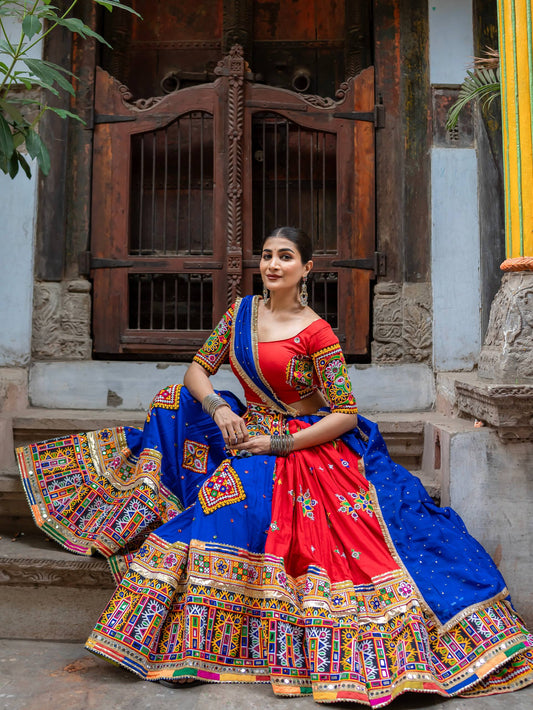Garba Glow Printed Mirror Work Lehenga Choli