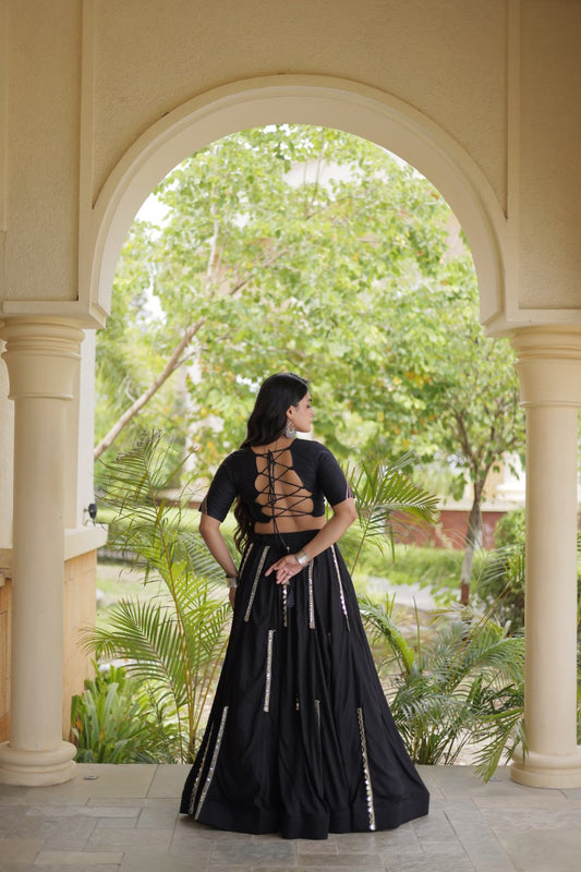 Rayon Multi Mirror Lace Lehenga Codi Blouse Set