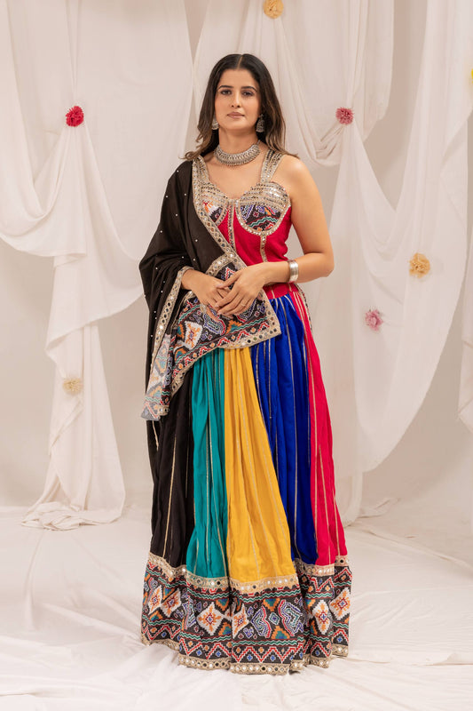 Patola Print Flared Garba Night Lehenga Choli