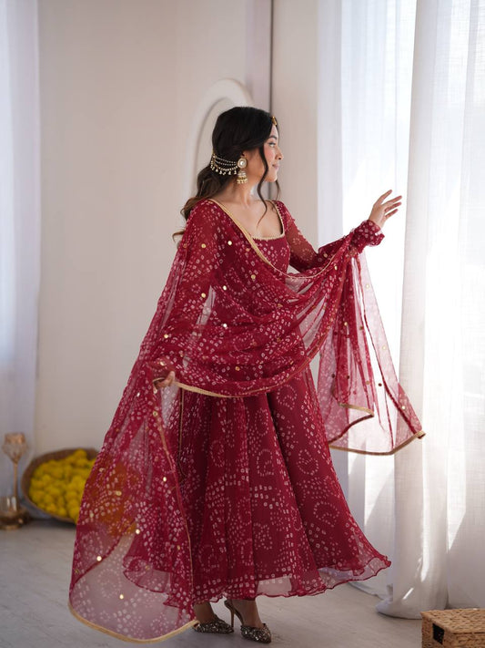 Digital Printed 7-Meter Flair Anarkali 3-Piece Set