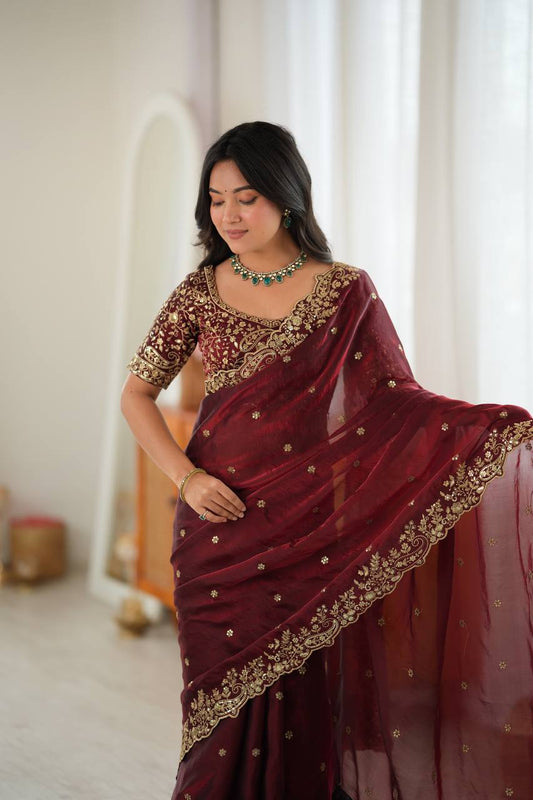 Royal Thread-Sequin Fendy Silk Saree