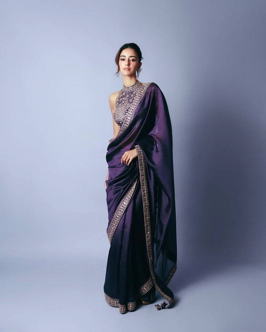 Bollywood Style Kasturi Silk Dori & Sequence Embroidered Saree Set