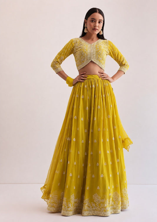 Festive Wear Sequin Embroidered Lehenga Set