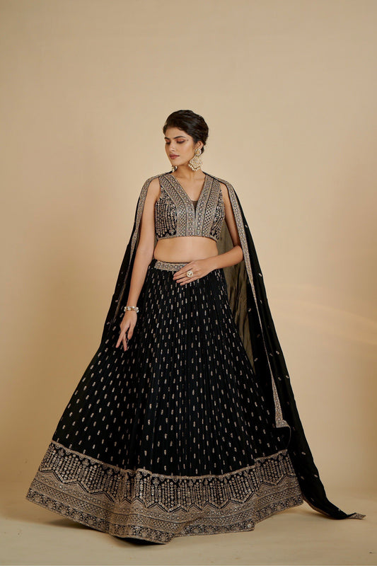 Elegant Zari Work Lehenga Choli with Lace Dupatta