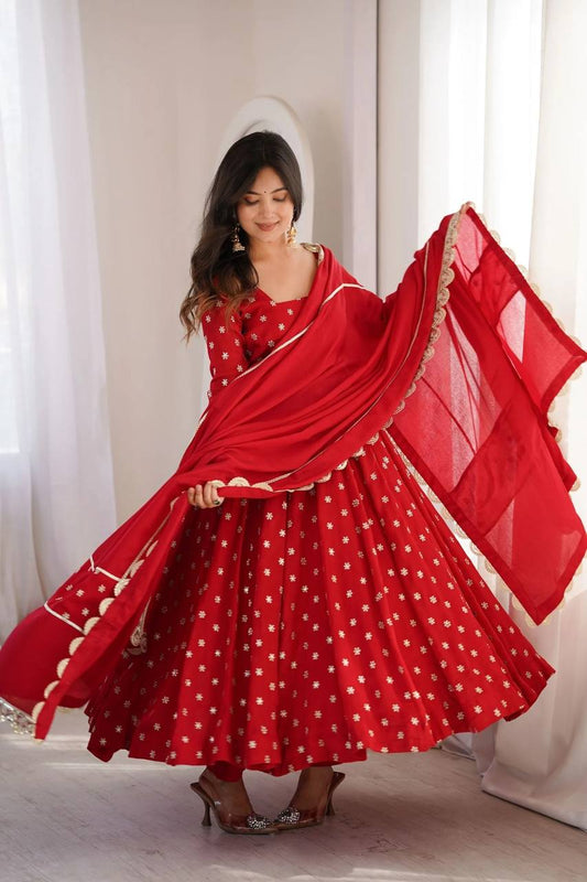 Chinnon Silk Thread & Sequence Work Anarkali Set