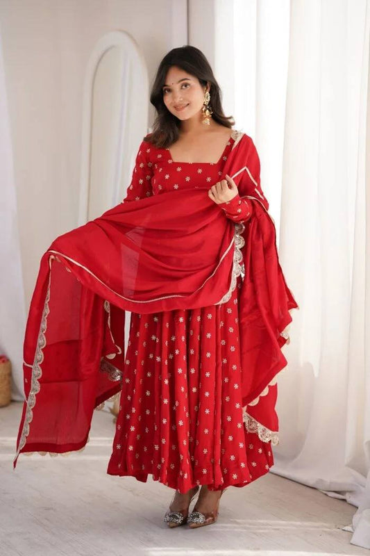 Chinnon Silk Thread & Sequence Work Anarkali Set